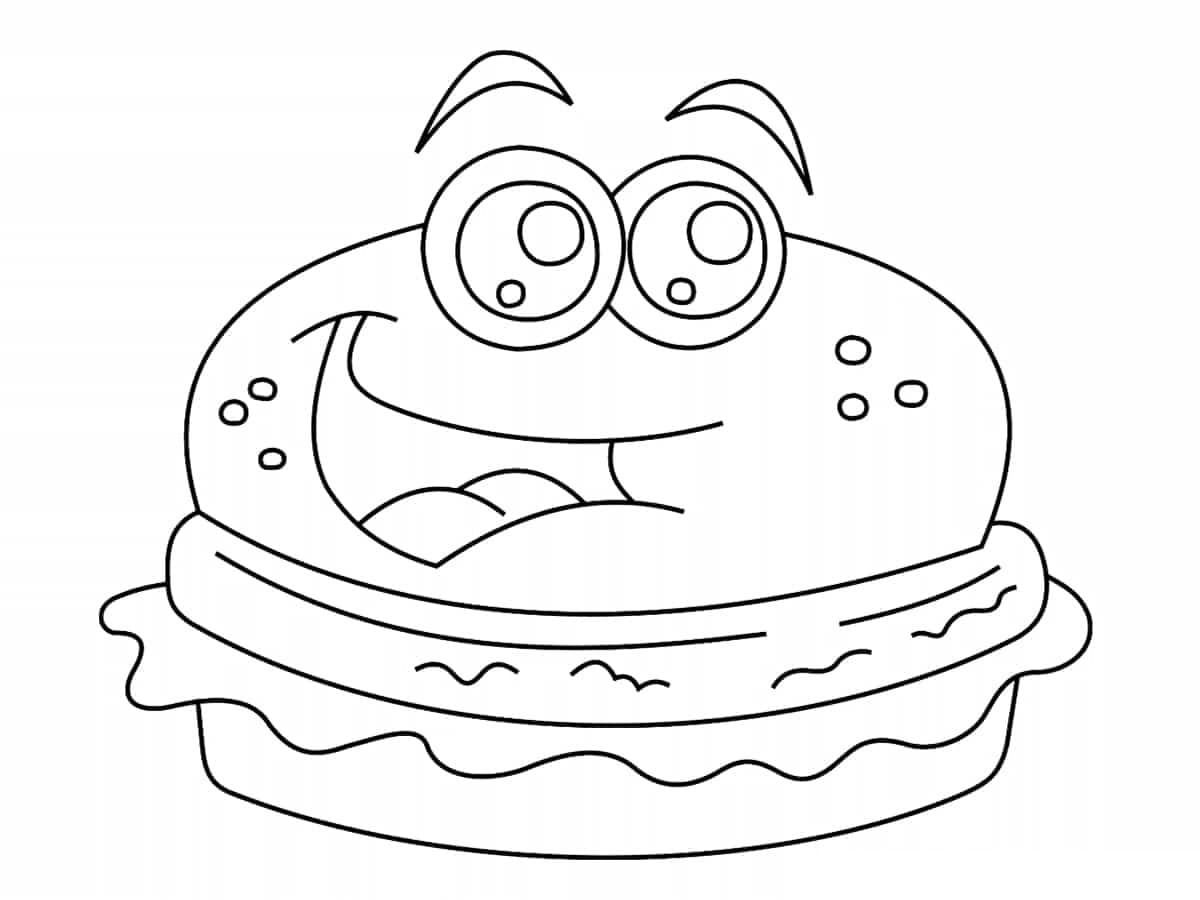 Dibujos de Dibujar Hamburguesa Kawaii gratis para colorear