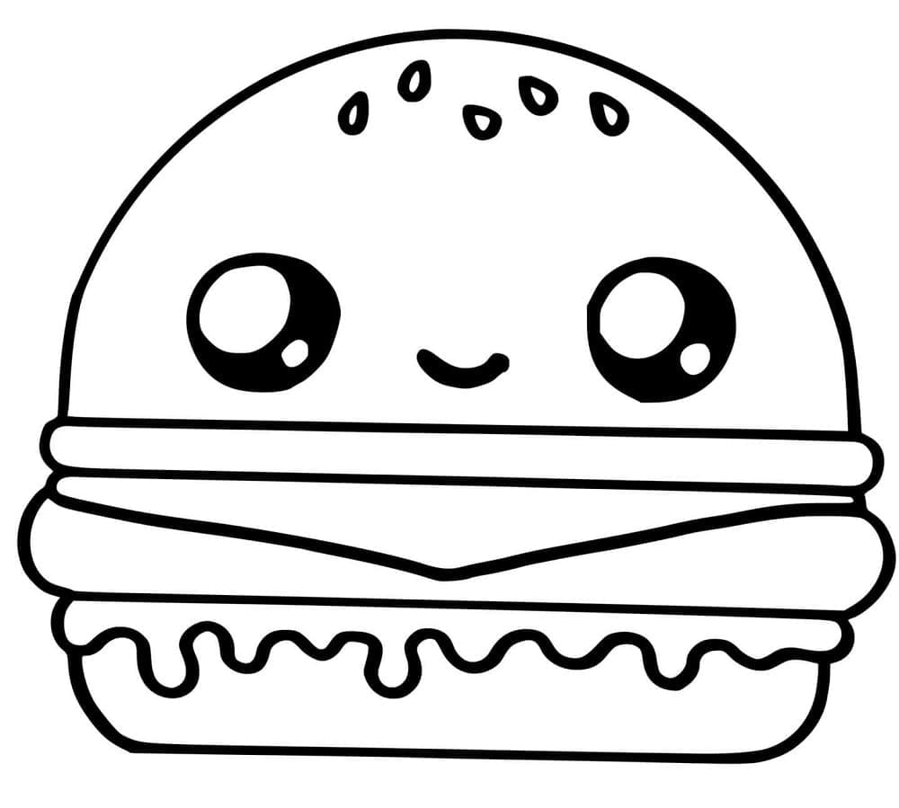 Dibujos de Dibujar hamburguesa kawaii para colorear