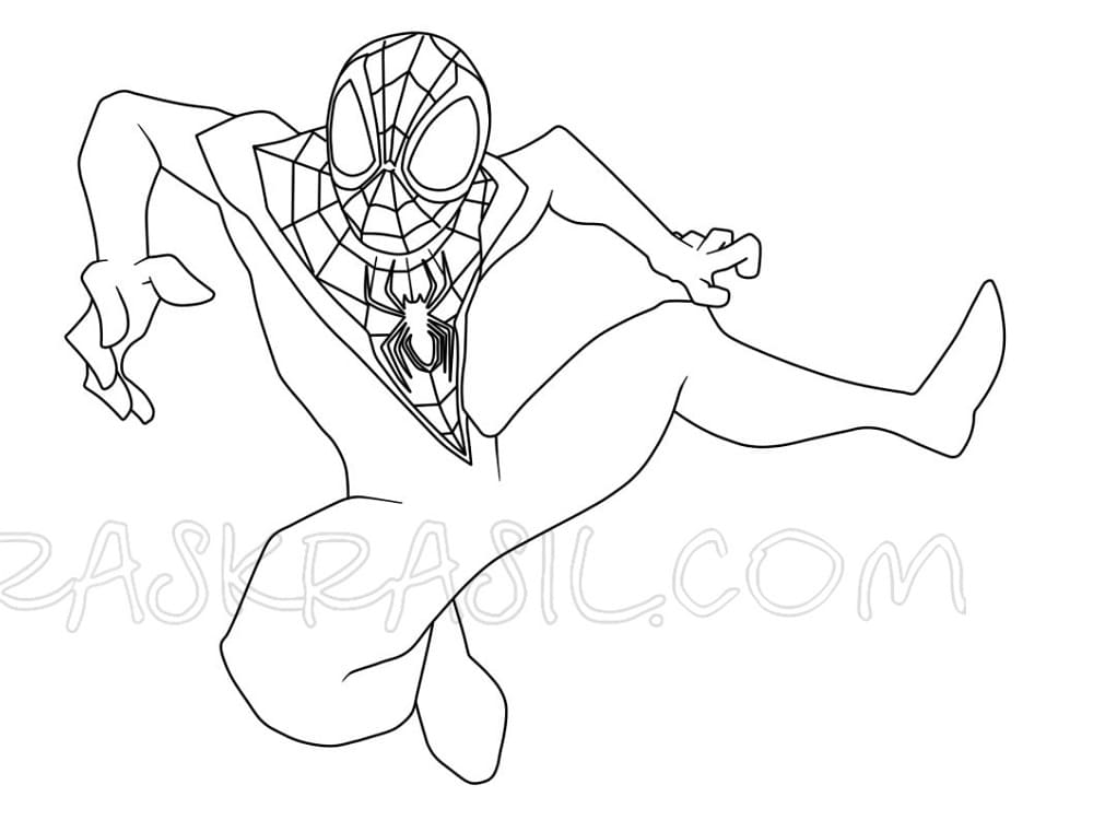 Dibujos de Dibujar Hombre Araña Miles Morales para imprimir para colorear