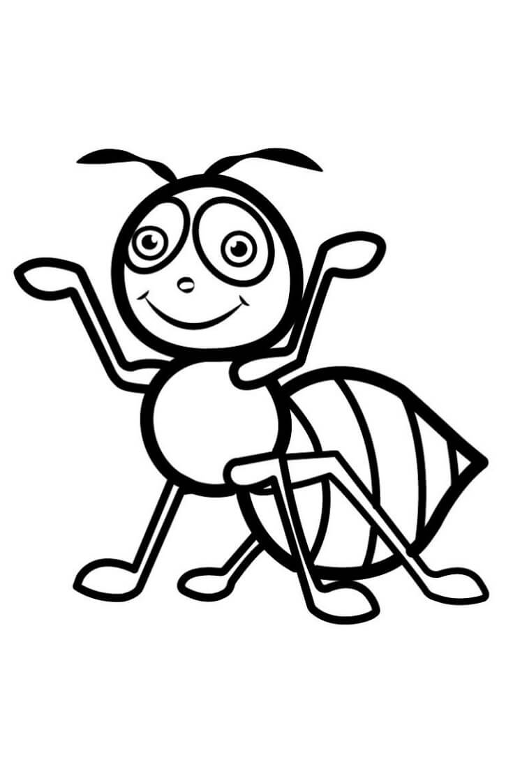 Dibujos de Dibujar hormiga Sonriente para colorear
