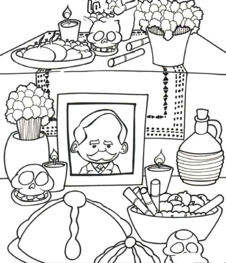 Dibujos de Dibujar Imagen Altar de Muertos para colorear