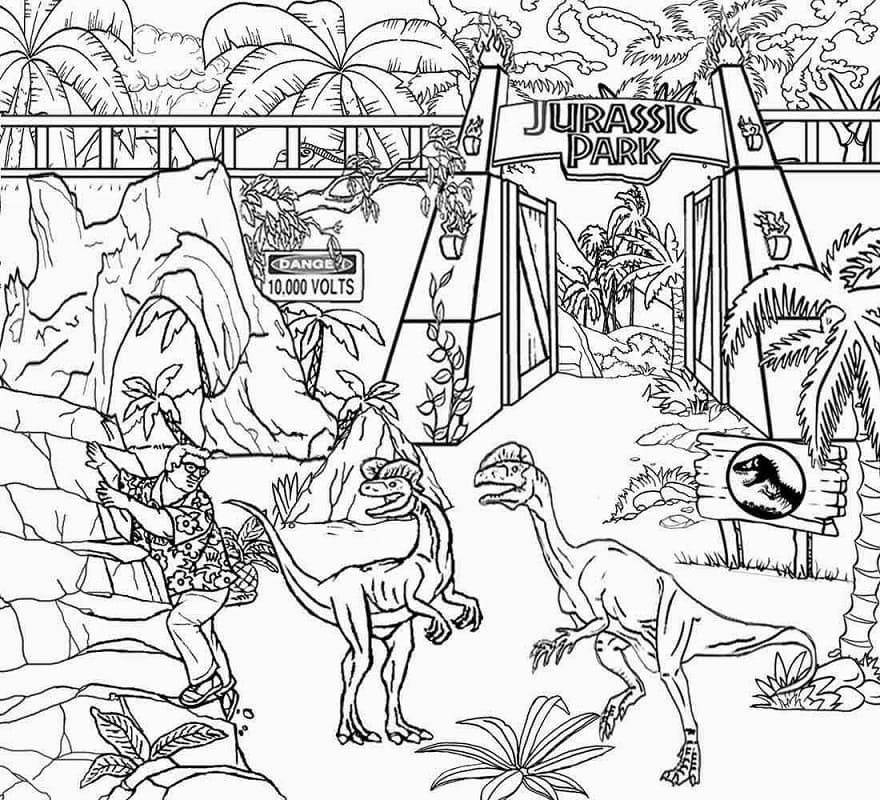 Dibujos de Dibujar imagen de Jurassic Park para colorear