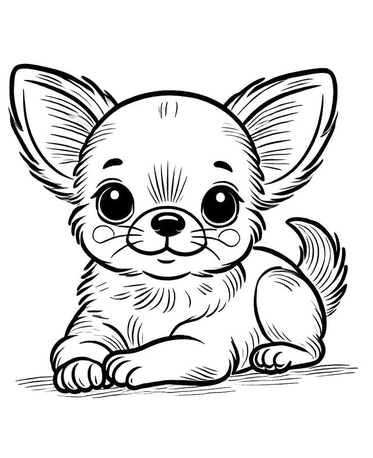 Dibujos de Dibujar imagen de perro chihuahua para colorear