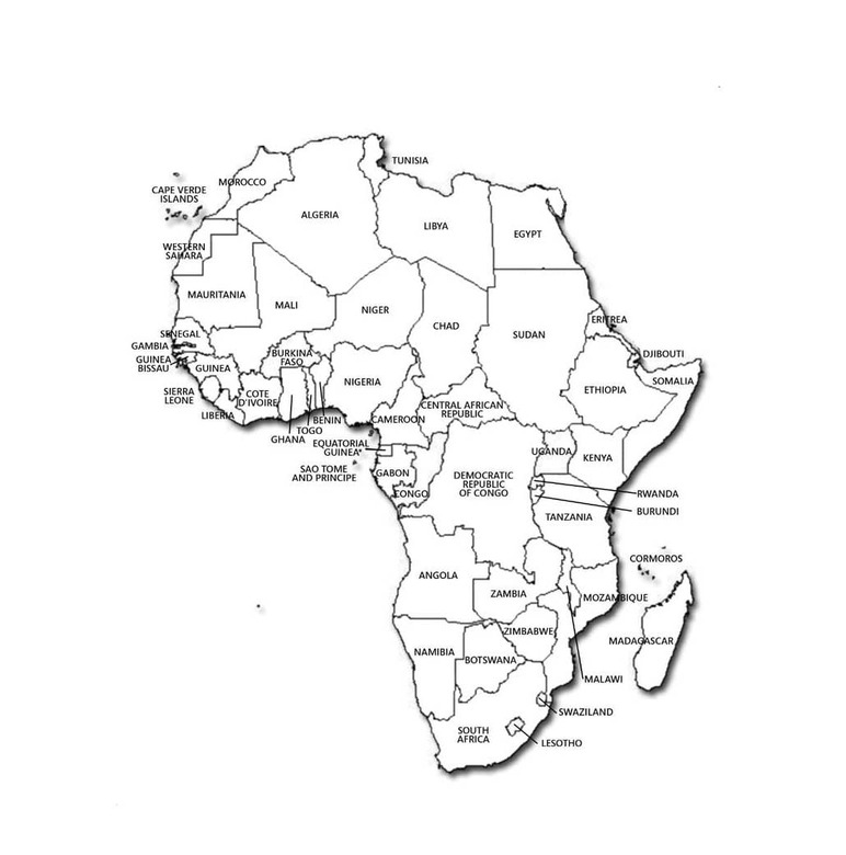 Dibujos de Dibujar imagen del mapa de África para colorear