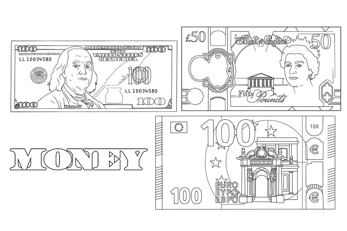 Dibujos de Dibujar Imagen Dinero para colorear