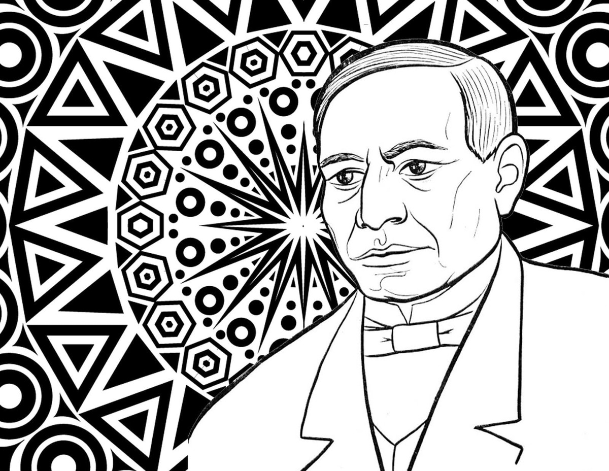 Dibujar imprimir Benito Juárez para colorir