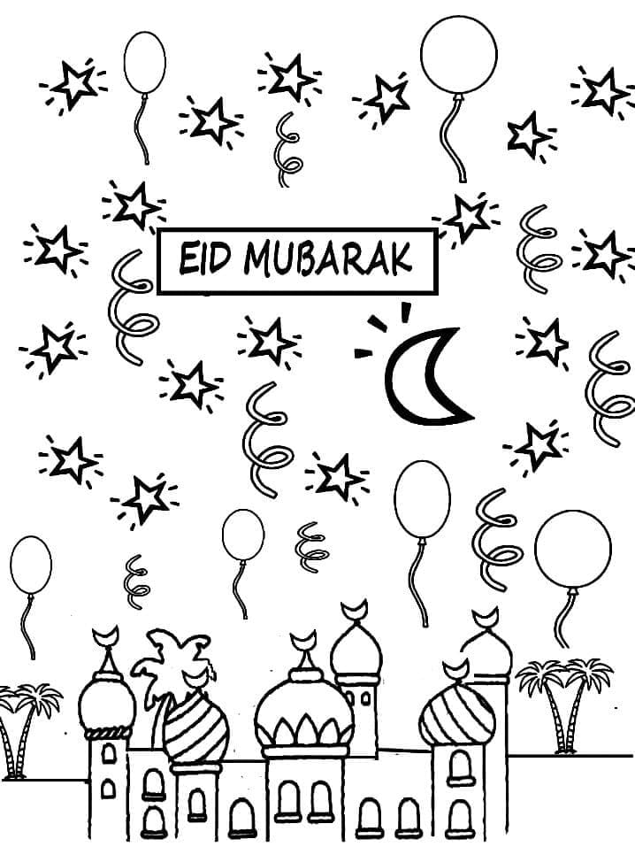 Dibujar Imprimir Eid Mubarak para colorir