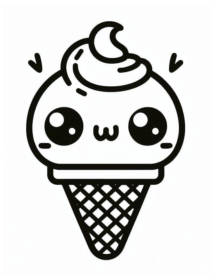 Dibujos de Dibujar Imprimir Helado Kawaii para colorear