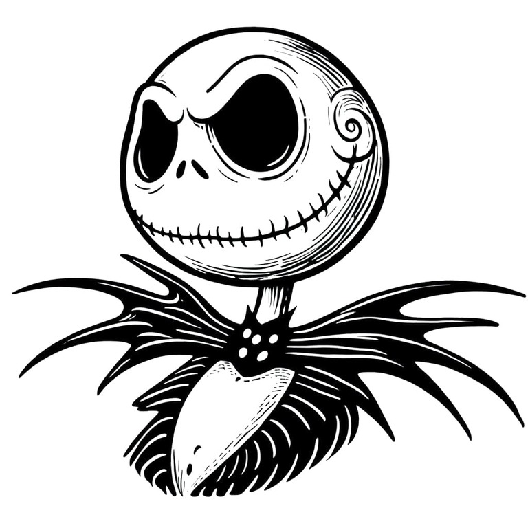 Dibujos de Dibujar Jack Skellington básico imprimible para colorear