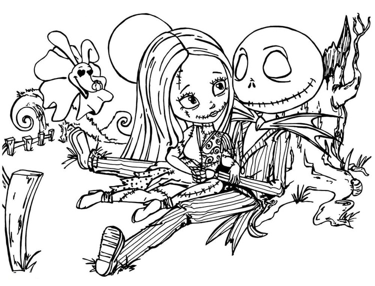 Dibujos de Dibujar Jack Skellington sencillo gratuito para colorear