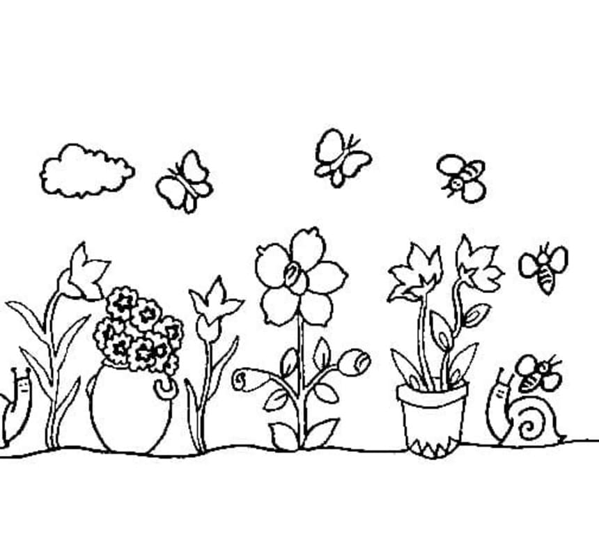 Dibujos de Dibujar Jardín imprimible gratis para colorear