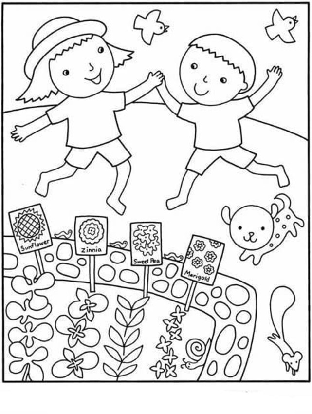 Dibujos de Dibujar Jardín Imprimible para niños para colorear