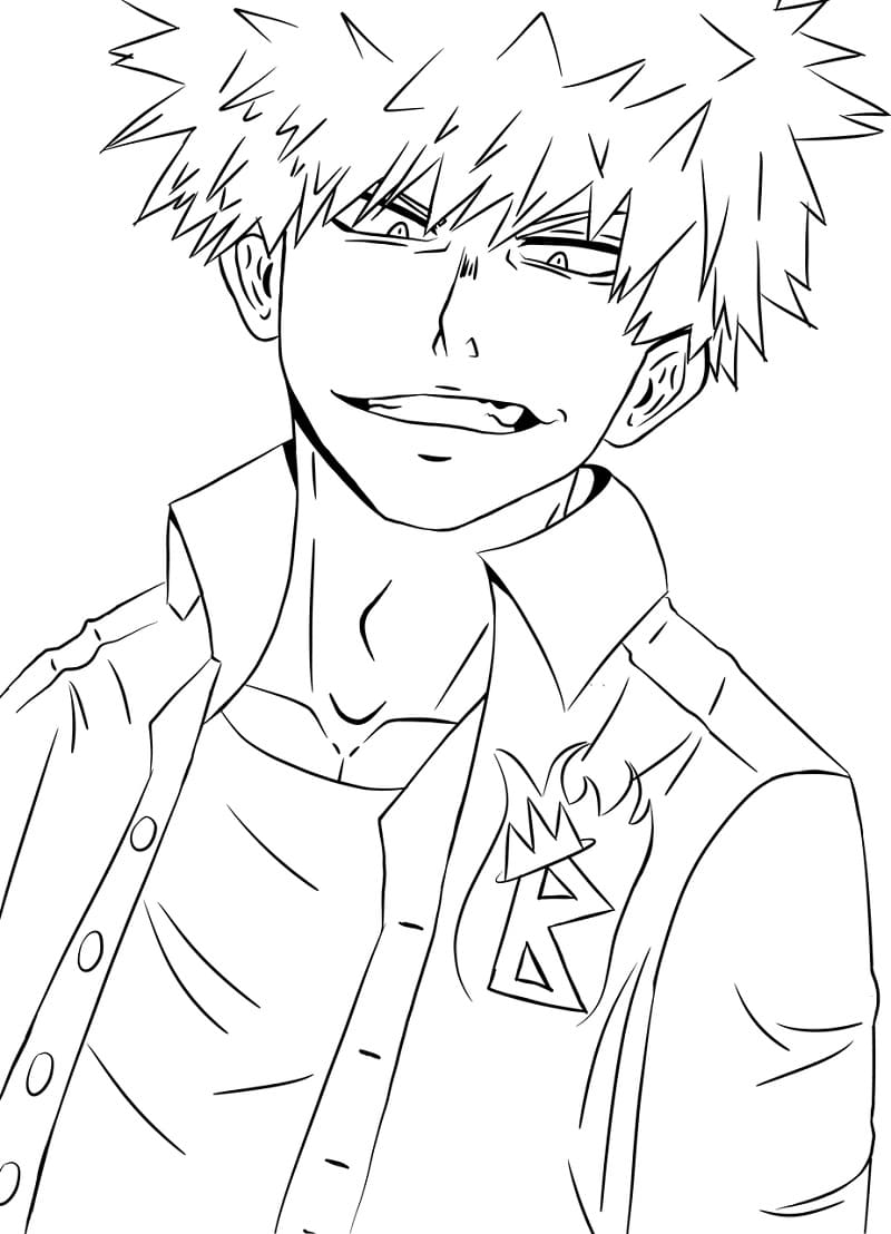 Dibujos de Dibujar Katsuki Bakugo Muy genial para colorear