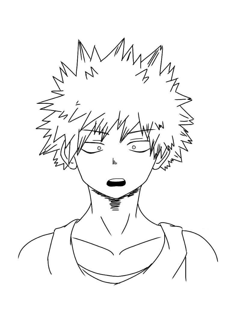 Dibujos de Dibujar Katsuki Bakugo sorprendido para colorear