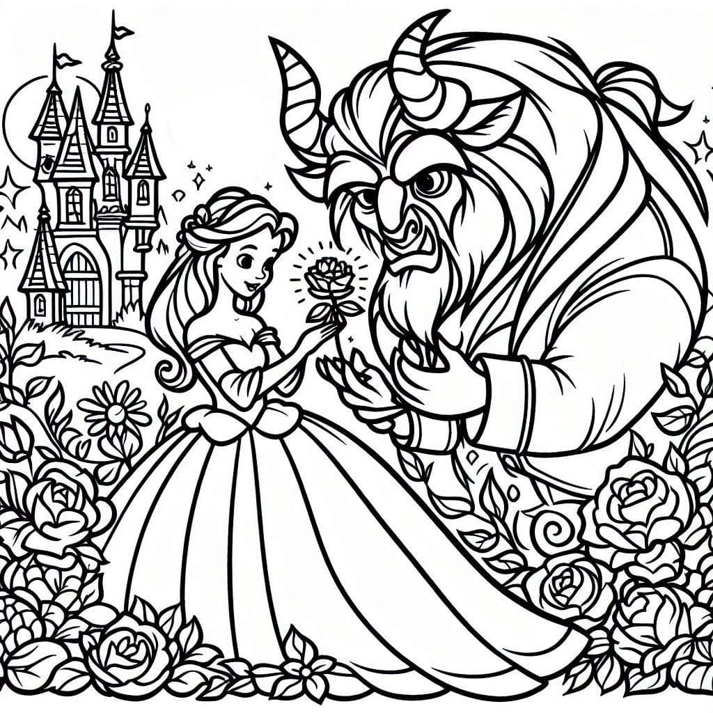 Dibujar La Bella Y La Bestia gratis para colorir