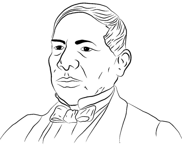 Dibujos de Dibujar la cara de Benito Juárez para colorear