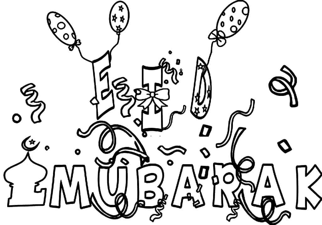 Dibujar la imagen del Eid Mubarak para colorir