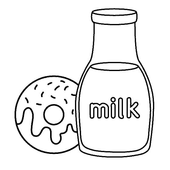 Dibujos de Dibujar leche y galletas para colorear