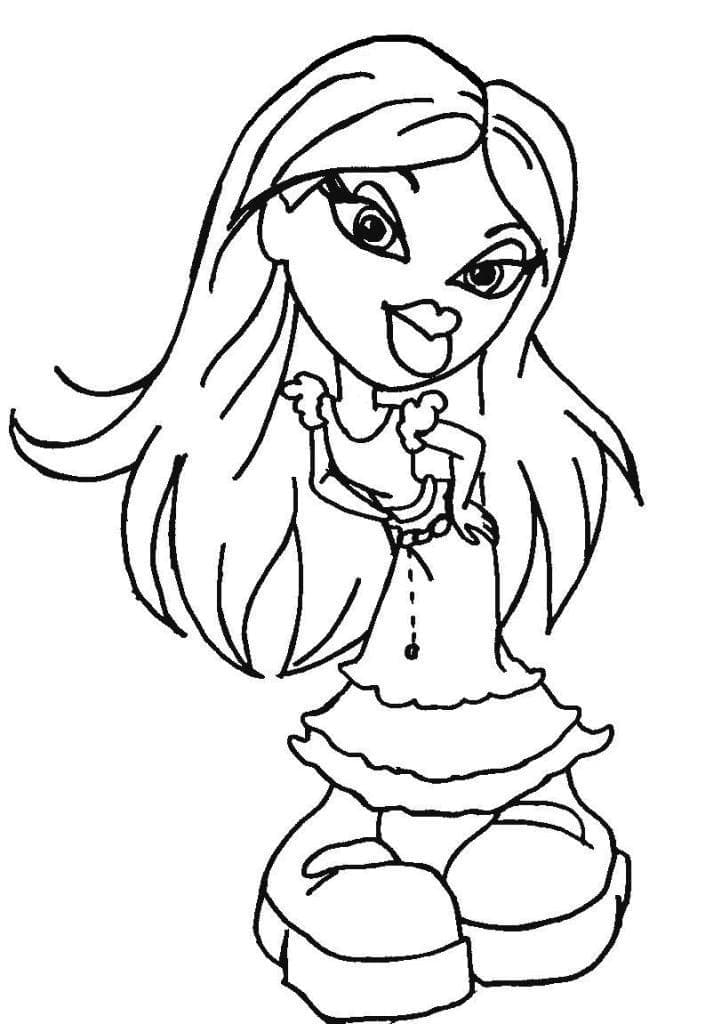 Dibujos de Dibujar linda chica Bratz para colorear