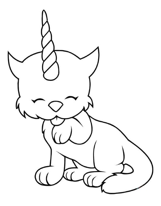 Dibujos de Dibujar Lindo gatito unicornio para colorear