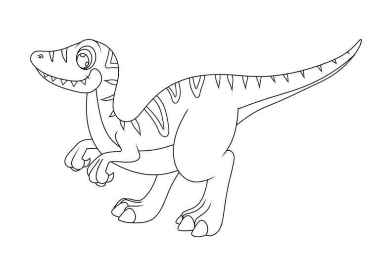 Dibujar lindo pequeño velociraptor para colorir