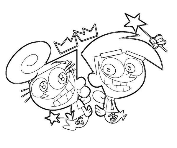 Dibujos de Dibujar Los Padrinos Mágicos sencillo en niños para colorear