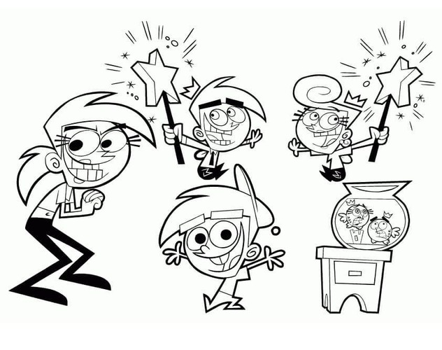 Dibujos de Dibujar Los Padrinos Mágicos sencillo imprimible para colorear