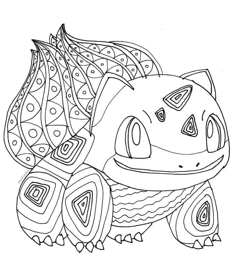 Dibujos de Dibujar mandala de Bulbasaur imprimible para colorear