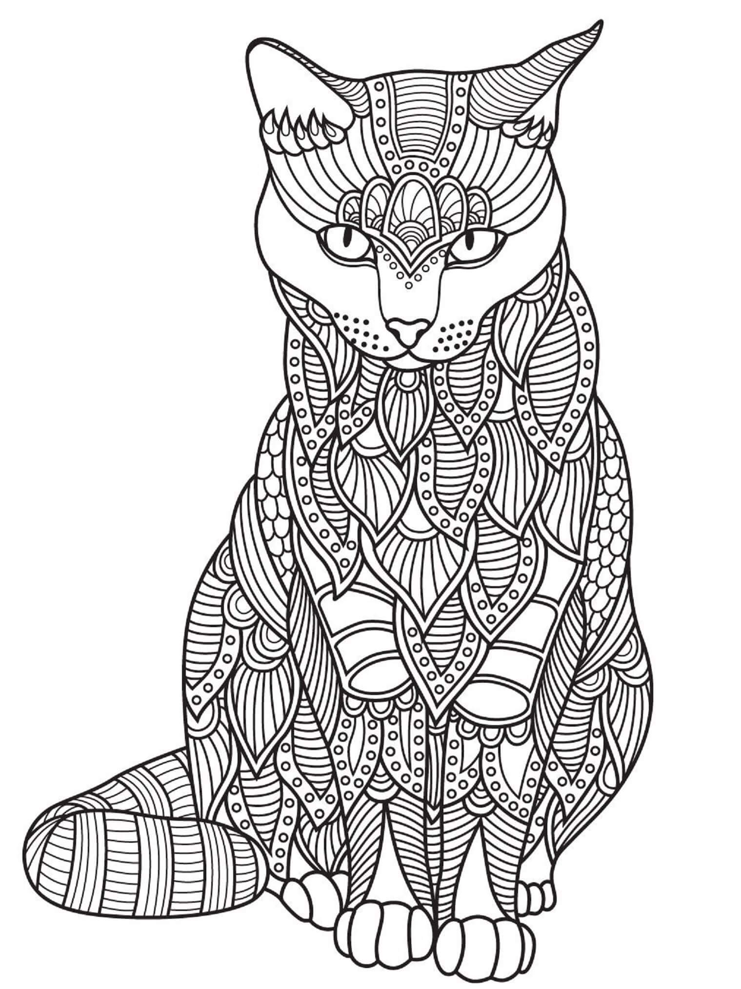 Dibujos de Dibujar Mandala de gato de uso gratuito para colorear