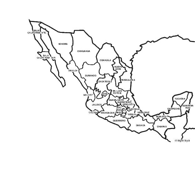 Dibujos de Dibujar Mapa de México básico para colorear