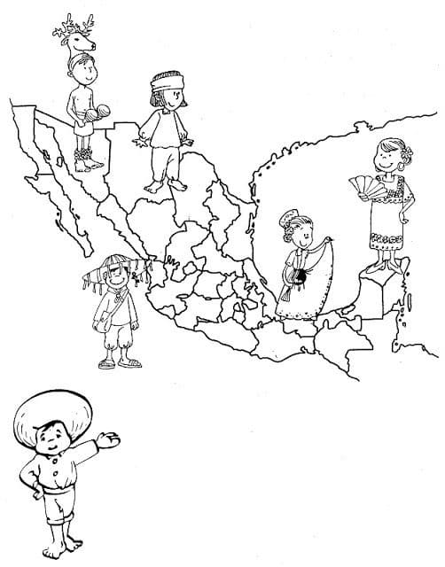 Dibujos de Dibujar mapa de México en niños para colorear