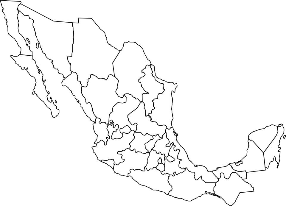 Mapa de México para colorear