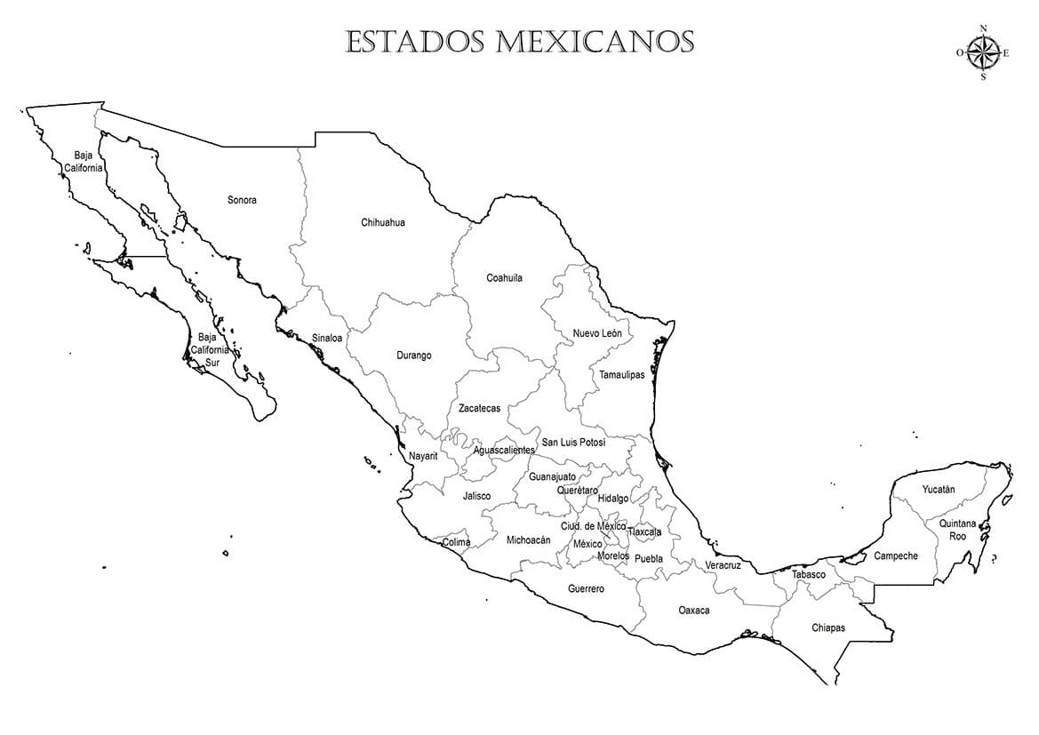 Dibujos de Dibujar Mapa de México imprimible gratis para colorear