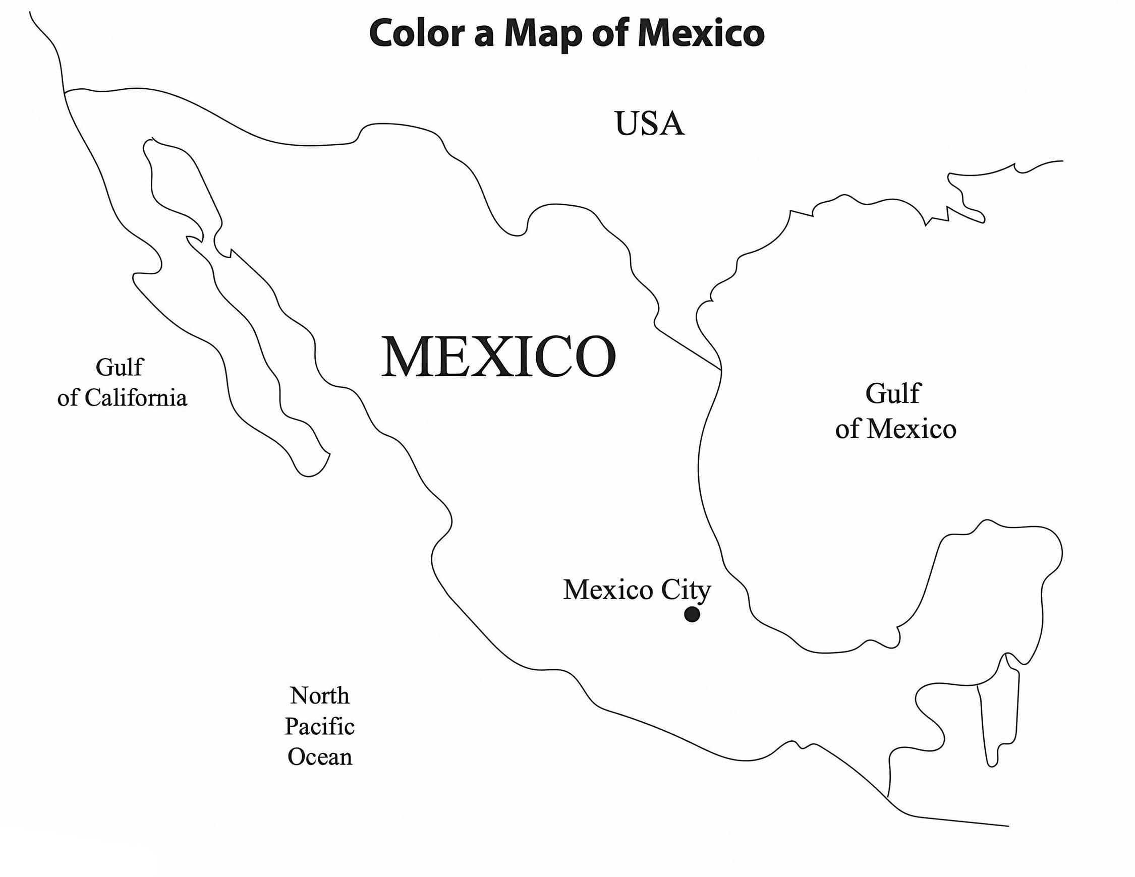 Dibujos de Dibujar Mapa de México imprimible para colorear