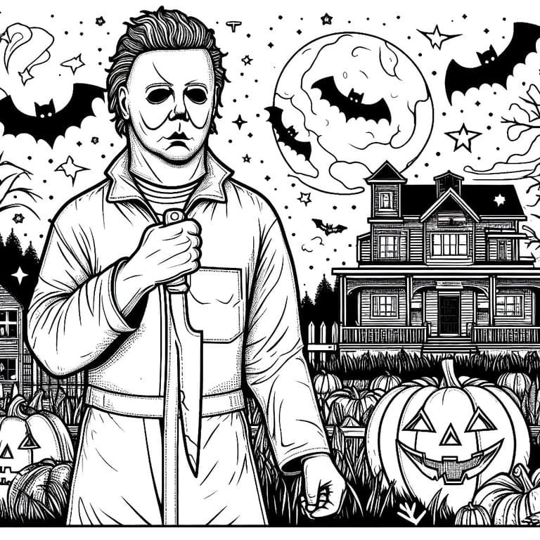 Dibujos de Dibujar Michael Myers Básico en niños para colorear