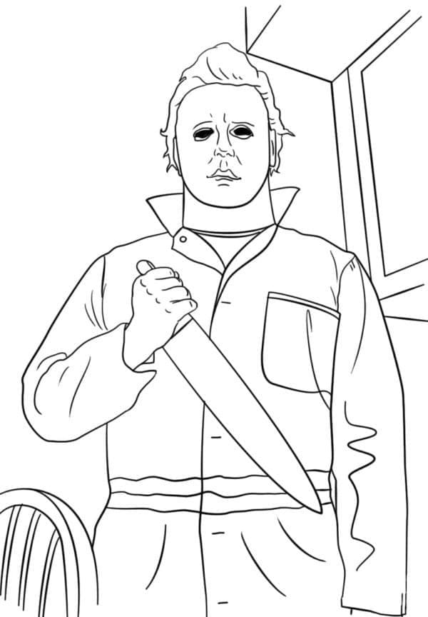 Dibujos de Dibujar Michael Myers fácil en niños para colorear