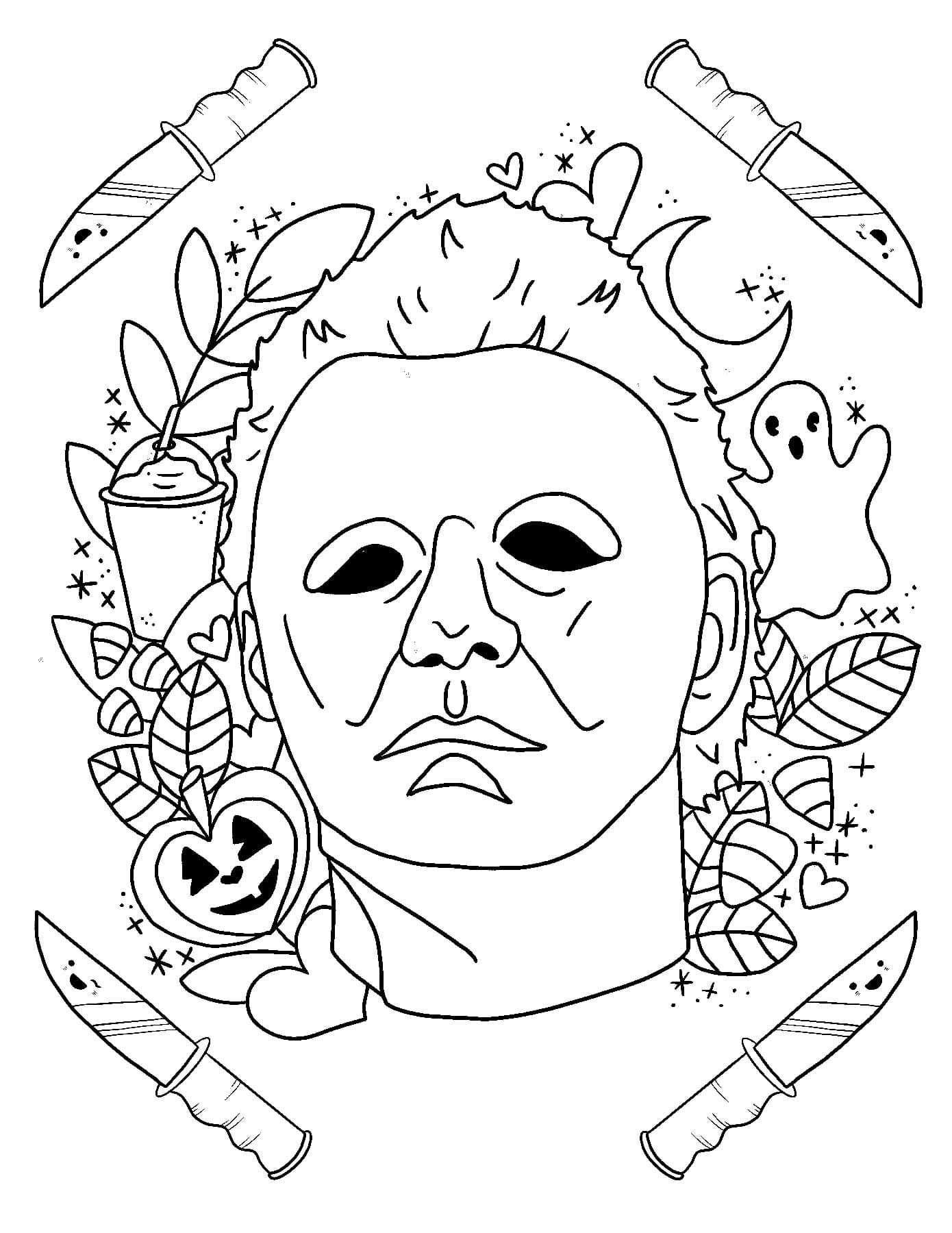 Dibujos de Dibujar Michael Myers fácil imprimible para colorear