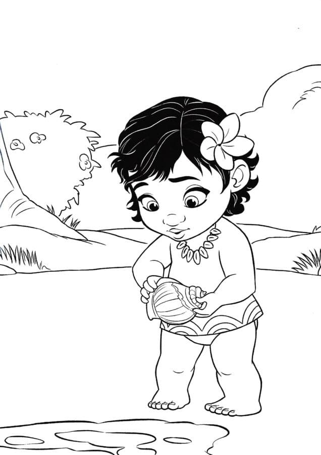 Dibujos de Dibujar Moana sencilla para colorear