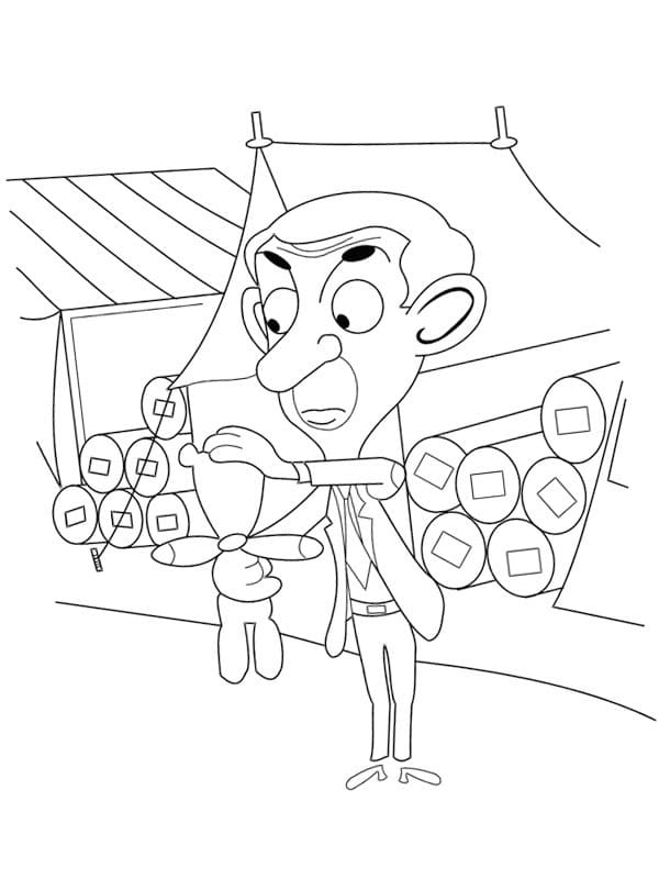 Dibujar Mr Bean con osito Teddy para colorir