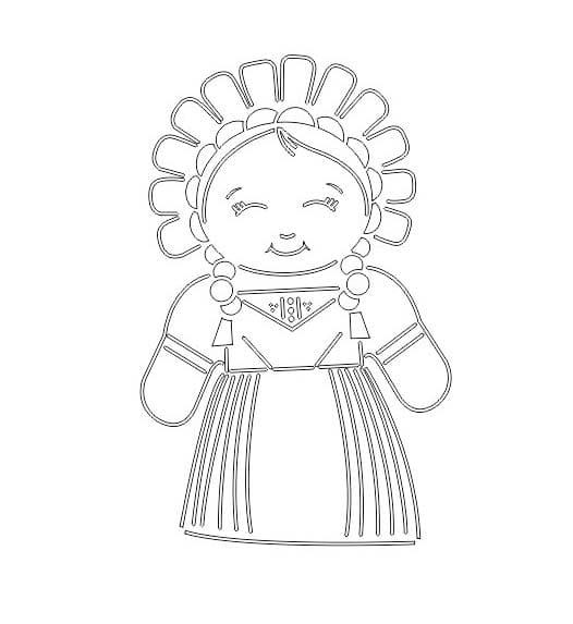 Dibujos de Dibujar Muñecas Mexicanas imprimible para colorear