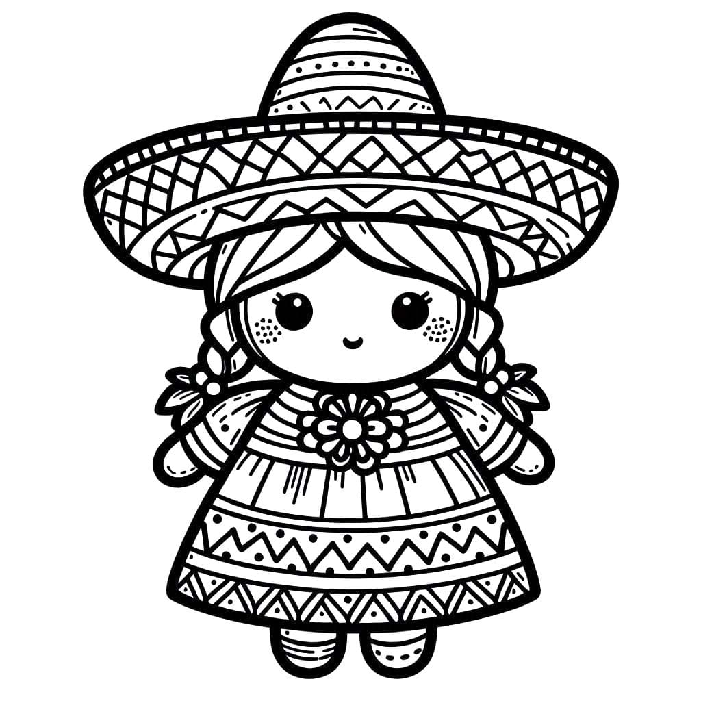 Dibujos de Dibujar Muñecas Mexicanas lindo para colorear