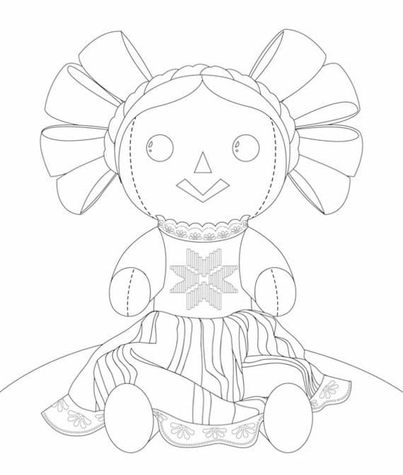 Dibujos de Dibujar Muñecas Mexicanas muy básico para colorear