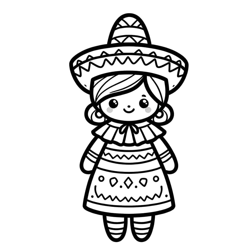Dibujos de Dibujar Muñecas Mexicanas sencillo para colorear