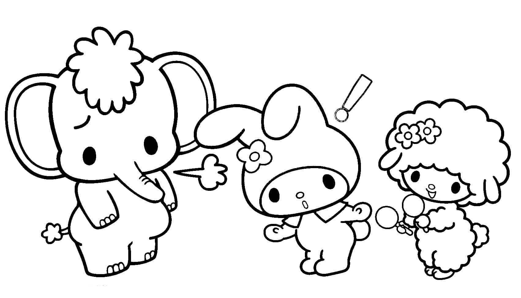 Dibujos de Dibujar My Melody y sus amigos para colorear