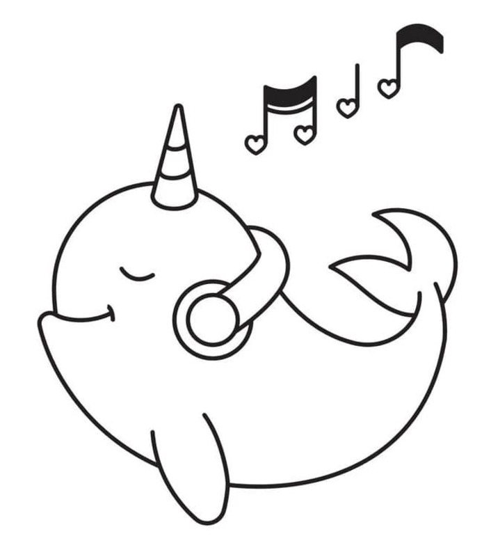 Dibujos de Dibujar Narval Imprimible para niños para colorear