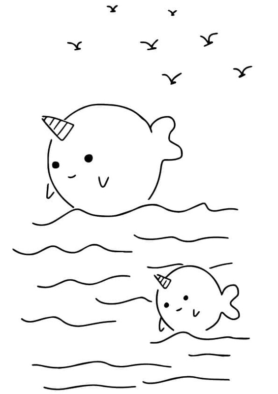 Dibujos de Dibujar Narval muy fácil para colorear