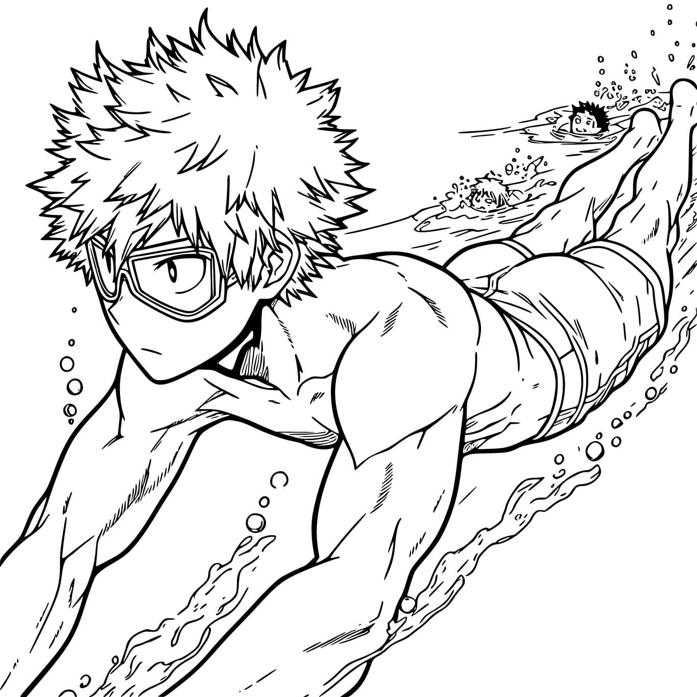 Dibujos de Dibujar natación Katsuki Bakugo para colorear