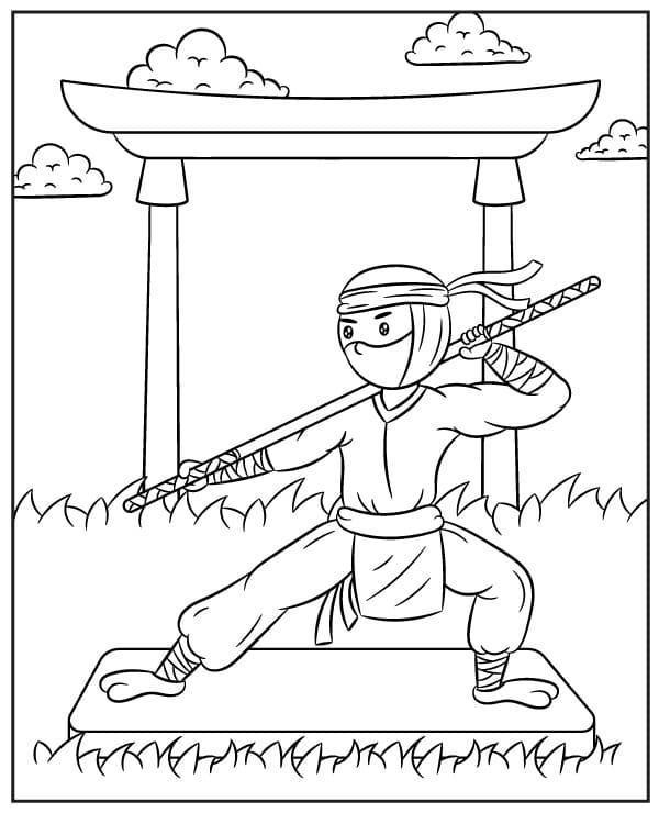 Dibujar Ninja Imprimible para niños para colorir