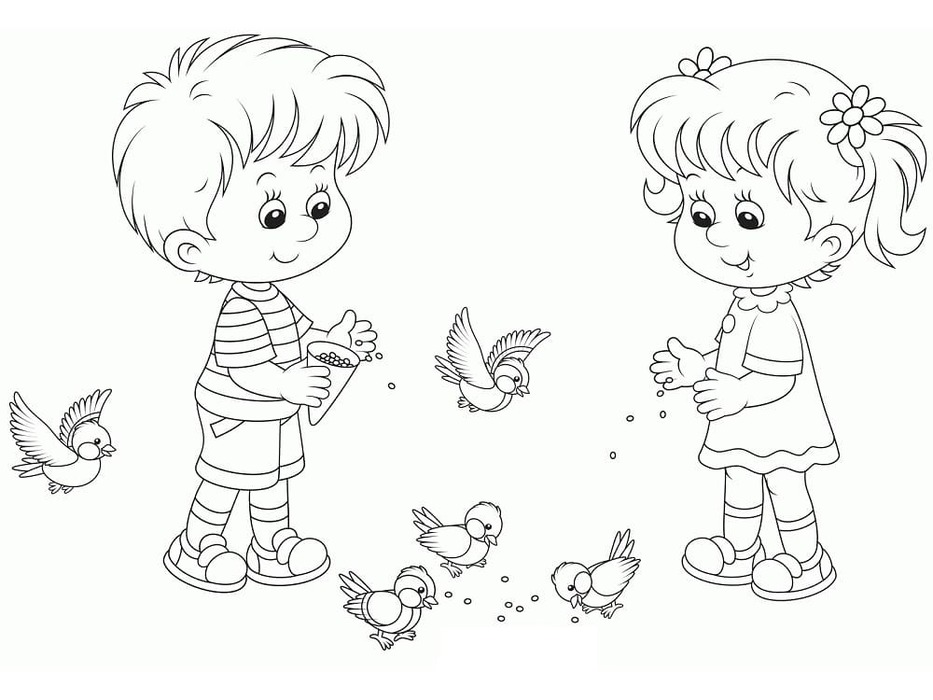 Dibujos de Dibujar niño y niña sencilla para colorear