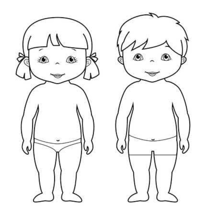 Dibujos de Dibujar niño y niña sin camisa para colorear